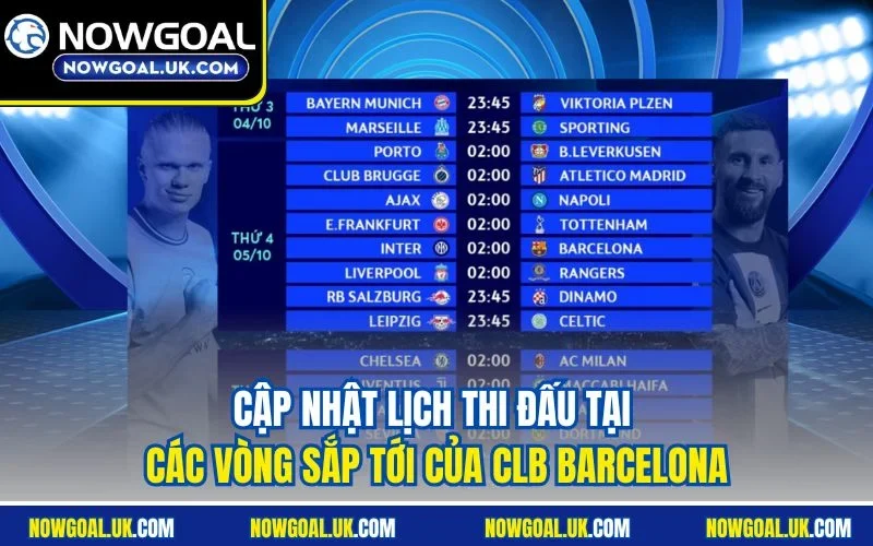 Cập nhật lịch thi đấu tại các vòng sắp tới của CLB Barcelona